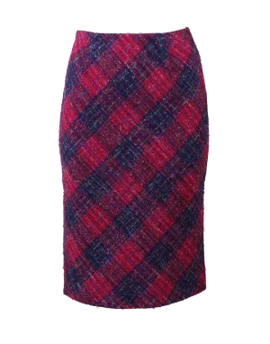 Gingham Tweed Pencil Skirt