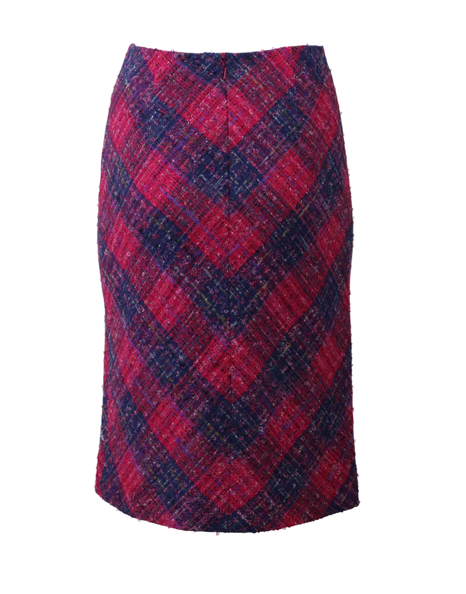Gingham Tweed Pencil Skirt