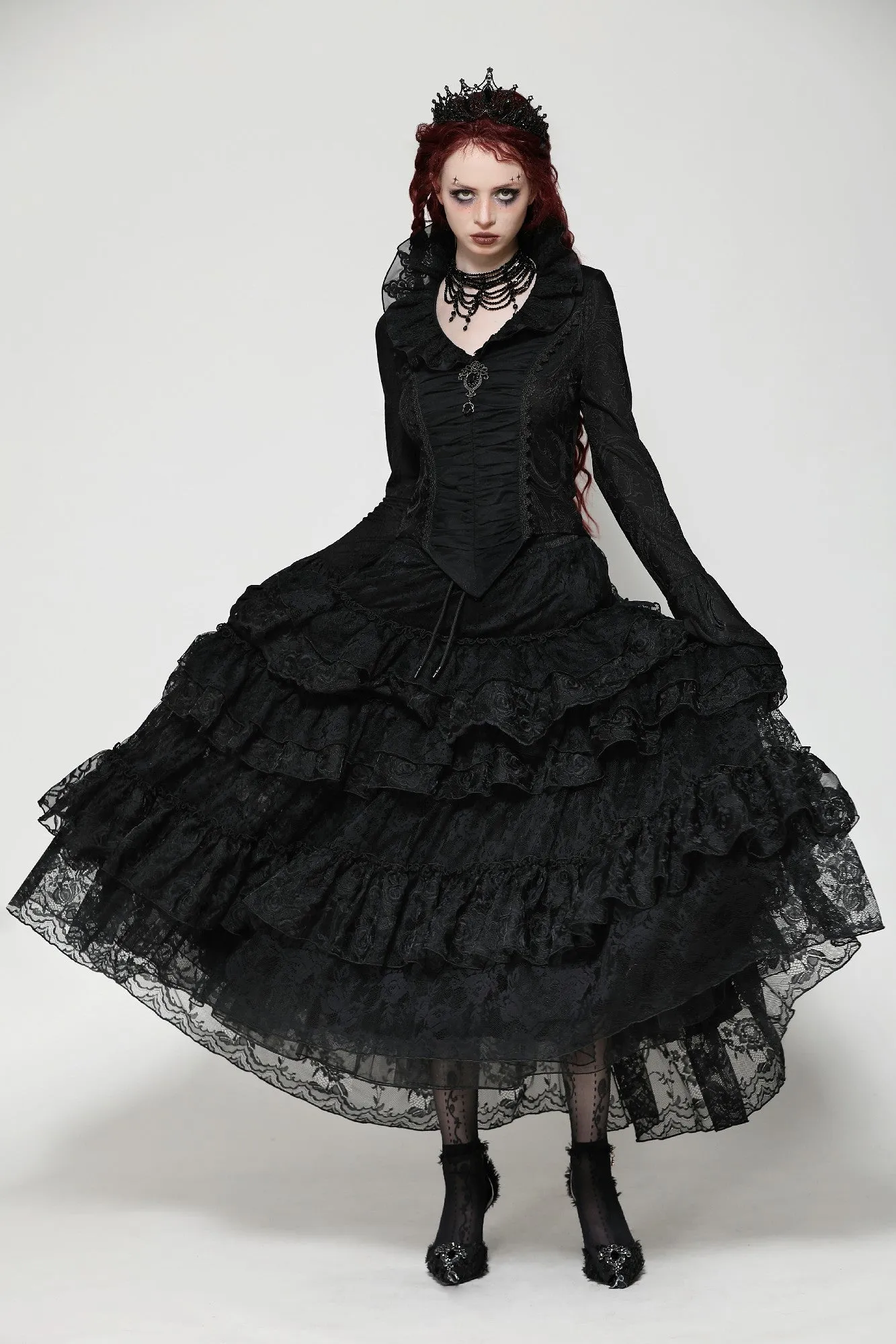 Gothic princess rose layered tulle cake skirt KW372