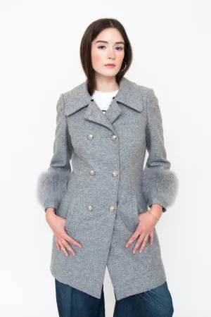 Grey Wool   Fur Peacoat