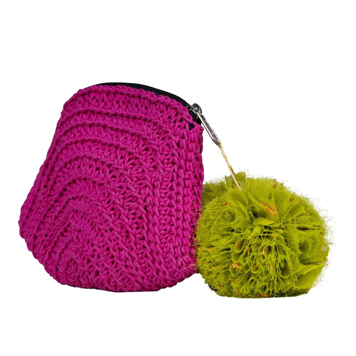 Hand-Crochet Women Clutch Bag | Cotton Yarn | Magenta Pink