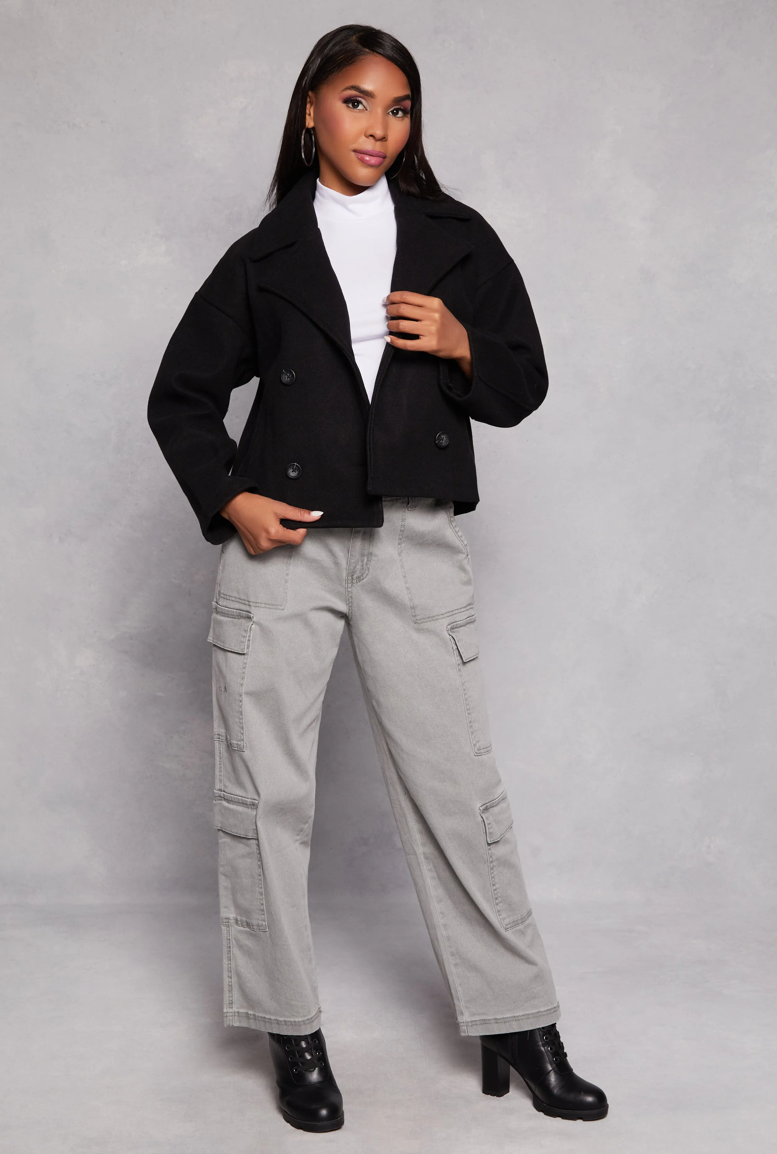 Haute Monde Double Breasted Peacoat