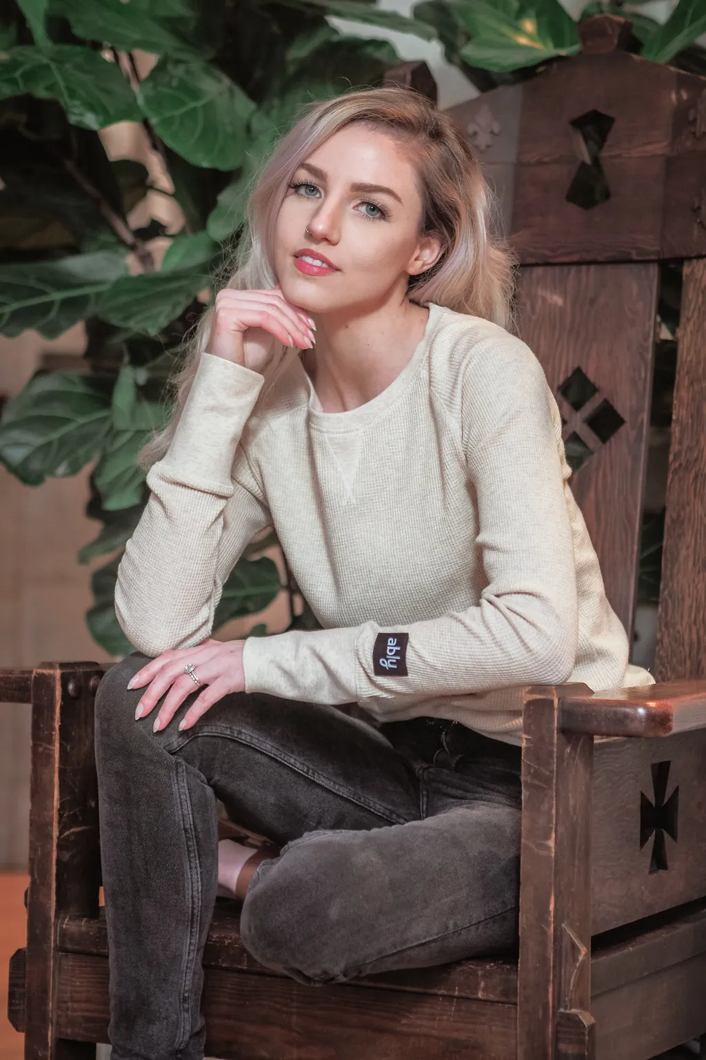 Hazel | Women's Raglan Thermal Crew Neck Shirt