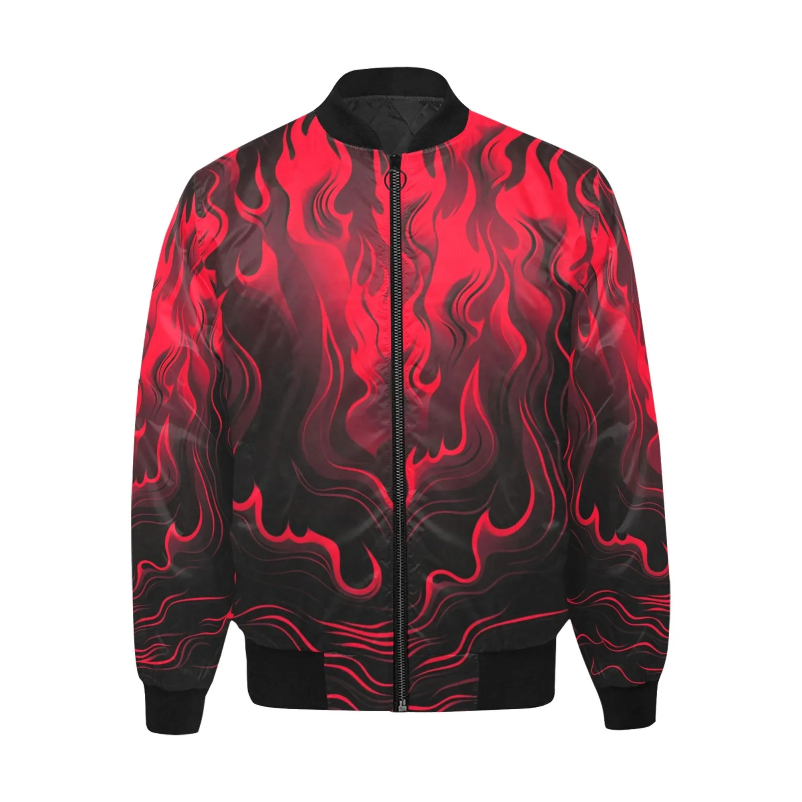 Hell Flames Quilted Bomber Jacket