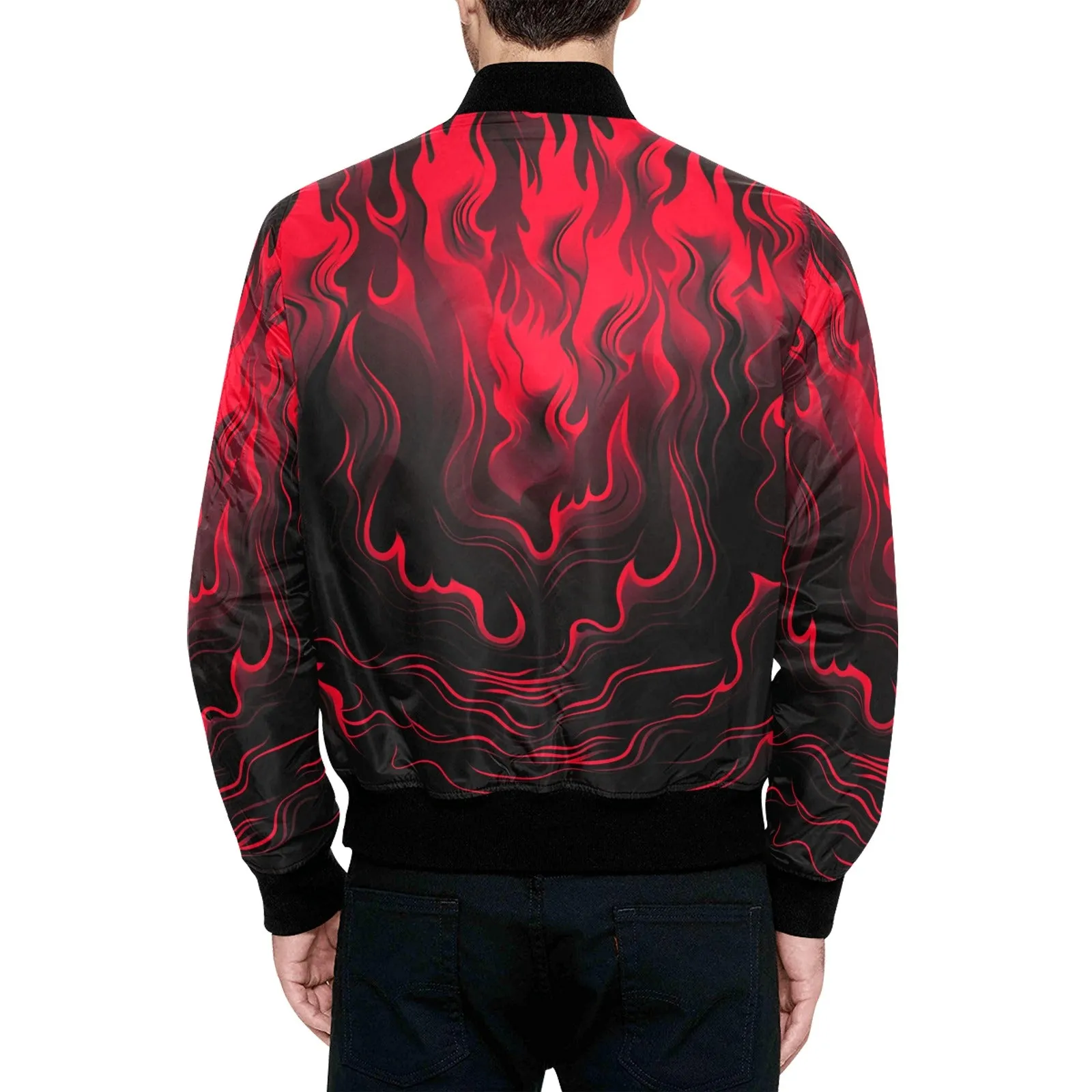 Hell Flames Quilted Bomber Jacket