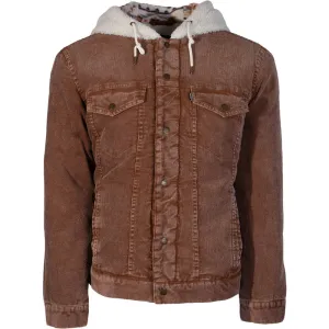 Hooey Corduroy Hooded Jacket -  Tan/White Sherpa