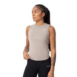 ICANIWILL Women&#x27;s Empowering Open Back Tank Greige | Buy ICANIWILL Women&#x27;s Empowering Open Back Tank Greige here | Outnorth