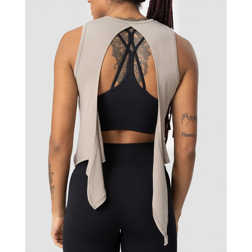 ICANIWILL Women&#x27;s Empowering Open Back Tank Greige | Buy ICANIWILL Women&#x27;s Empowering Open Back Tank Greige here | Outnorth