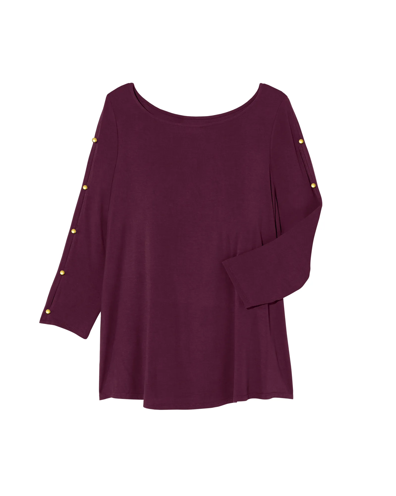 Ione 3/4 Sleeve Button Sleeve Tee | Purple