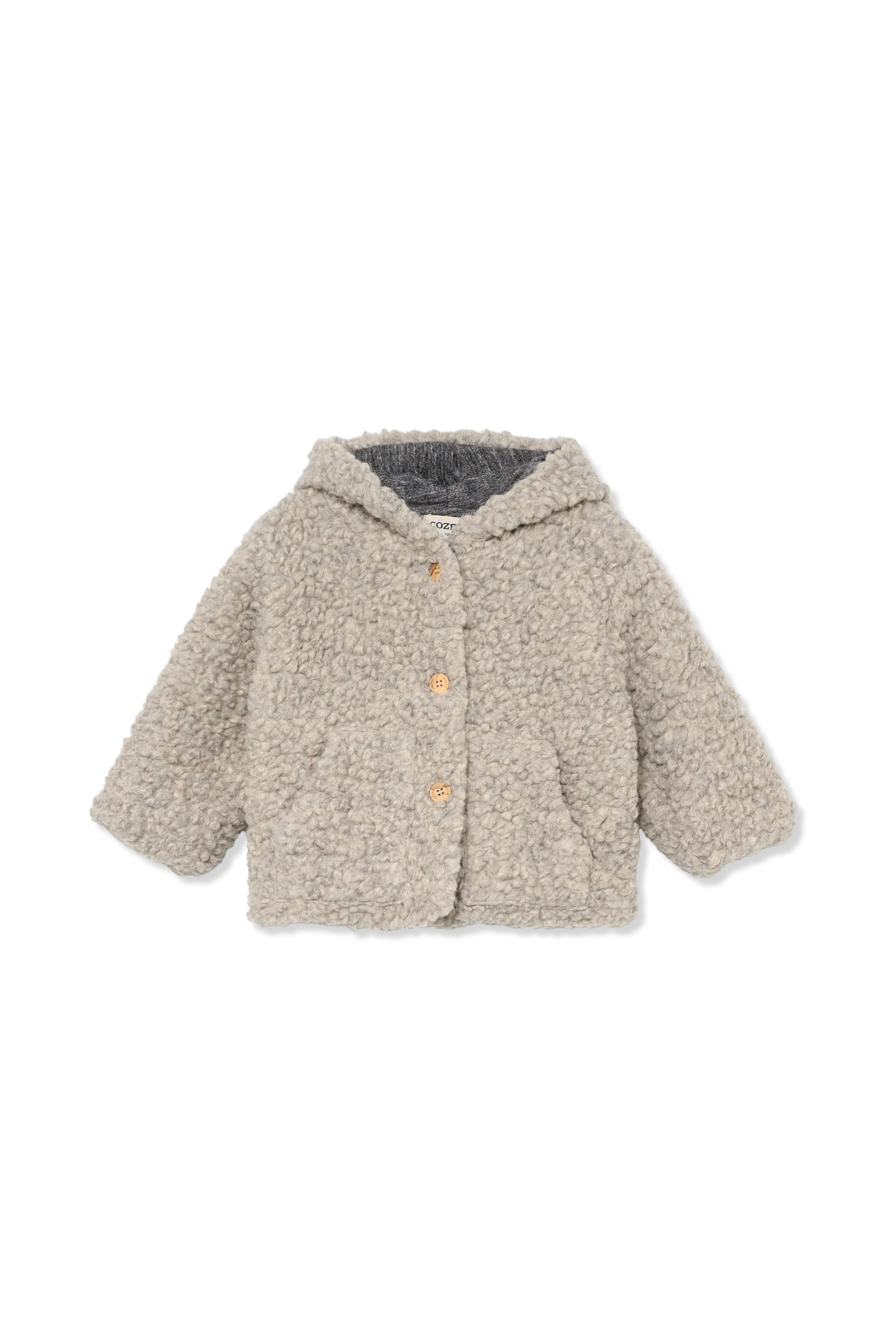 jacket sherpa with hood - grey