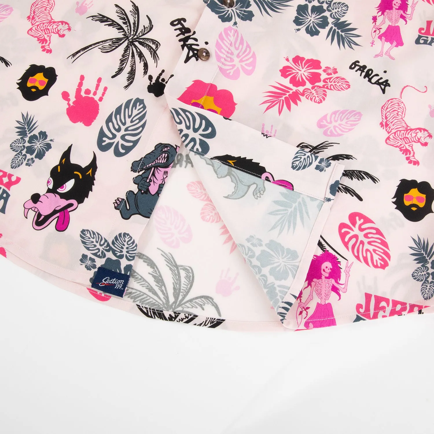 Jerry Garcia | Sustainable Relaxed Button Down | All Over Logo Jerry Pink