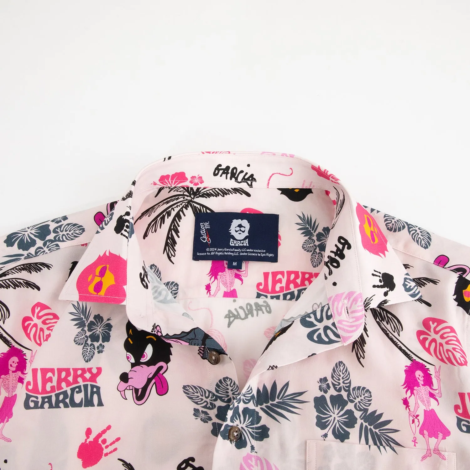 Jerry Garcia | Sustainable Relaxed Button Down | All Over Logo Jerry Pink