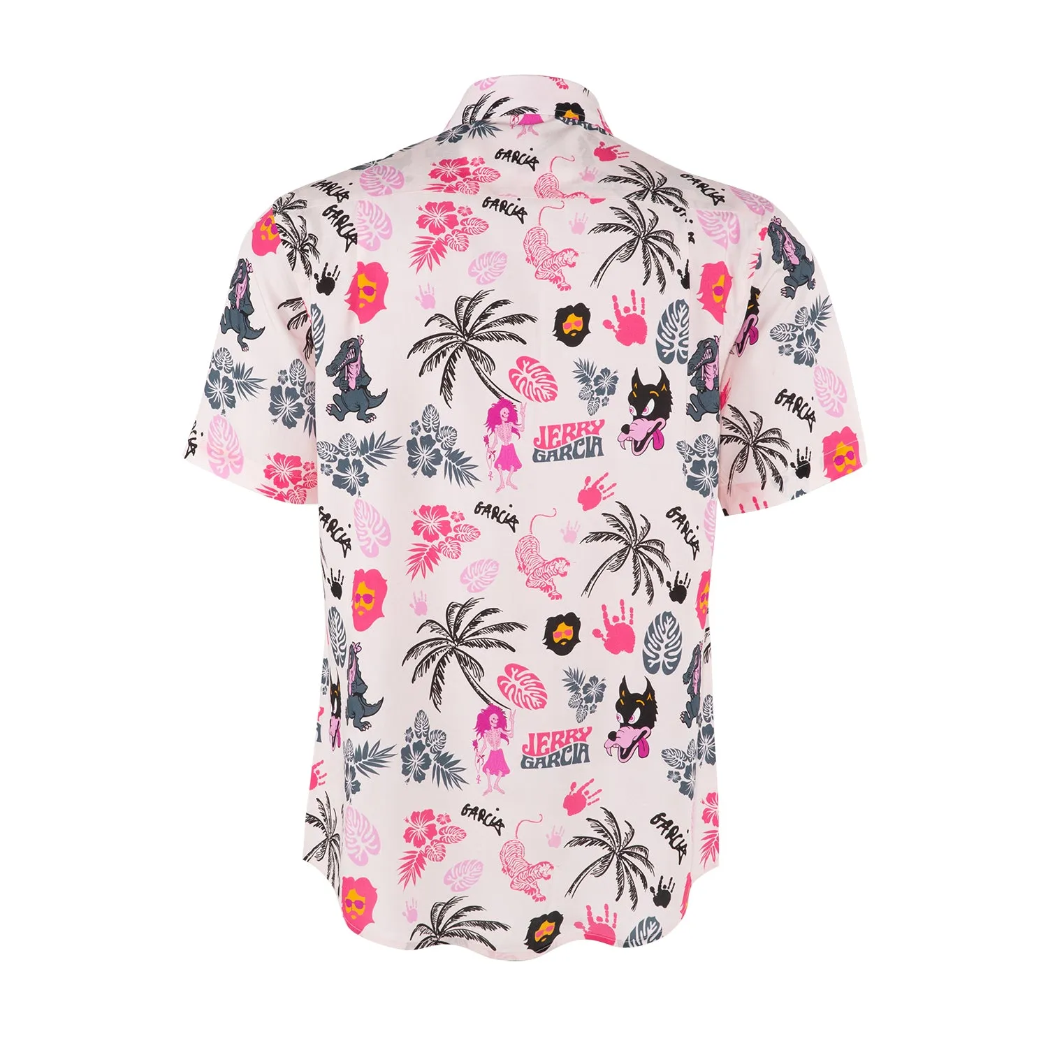 Jerry Garcia | Sustainable Relaxed Button Down | All Over Logo Jerry Pink