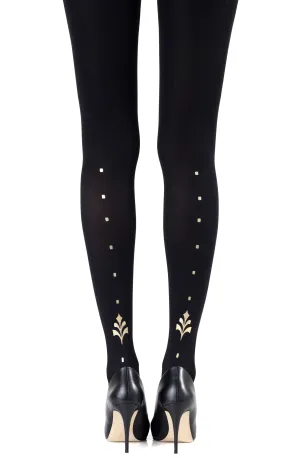Ladies Stunning Gold Dots Calm Print 120 Denier Opaque Navy Tights