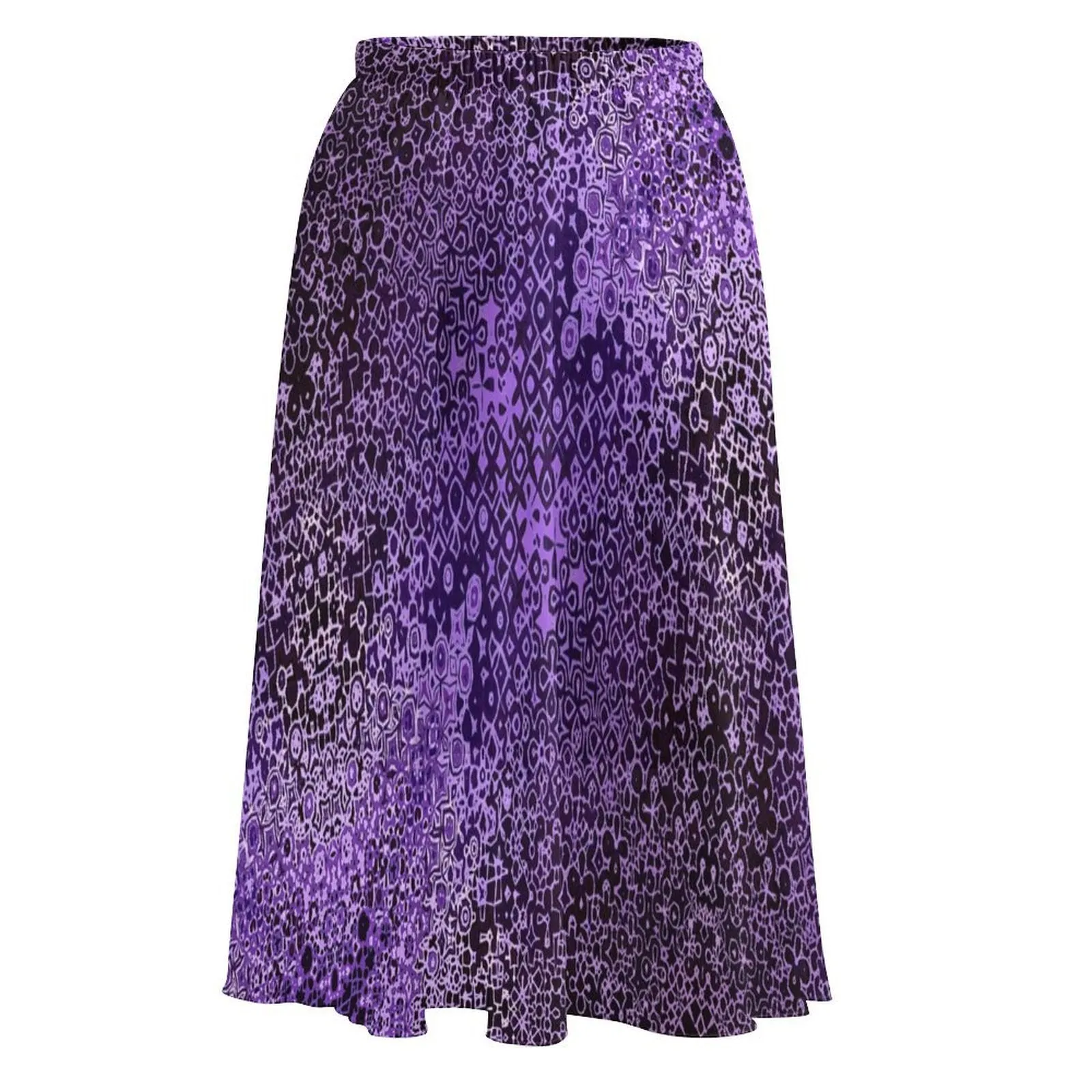 Layered Chiffon Skirt Purple and Black Graphic