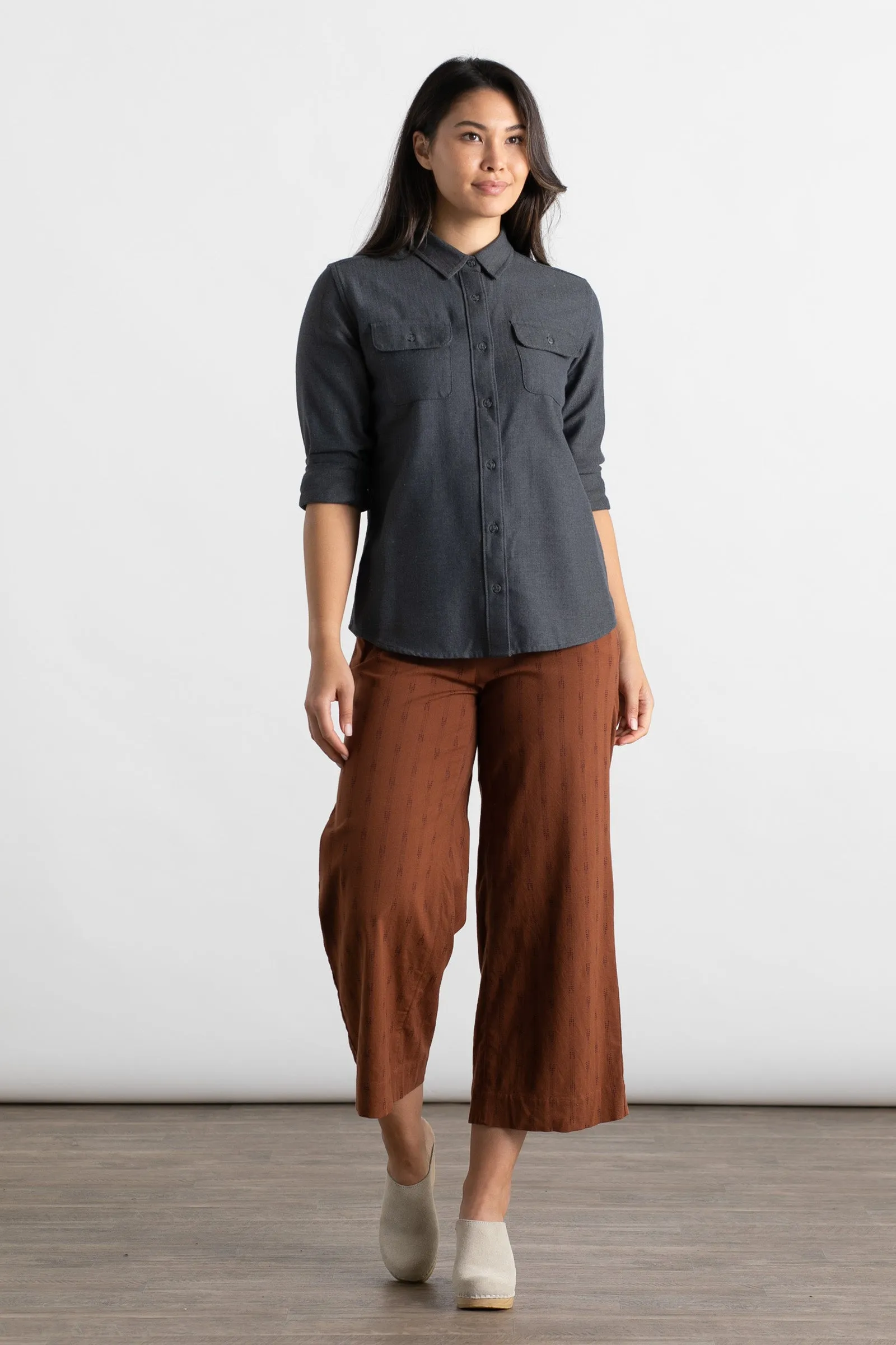 Lenon Shirt / Charcoal Herringbone