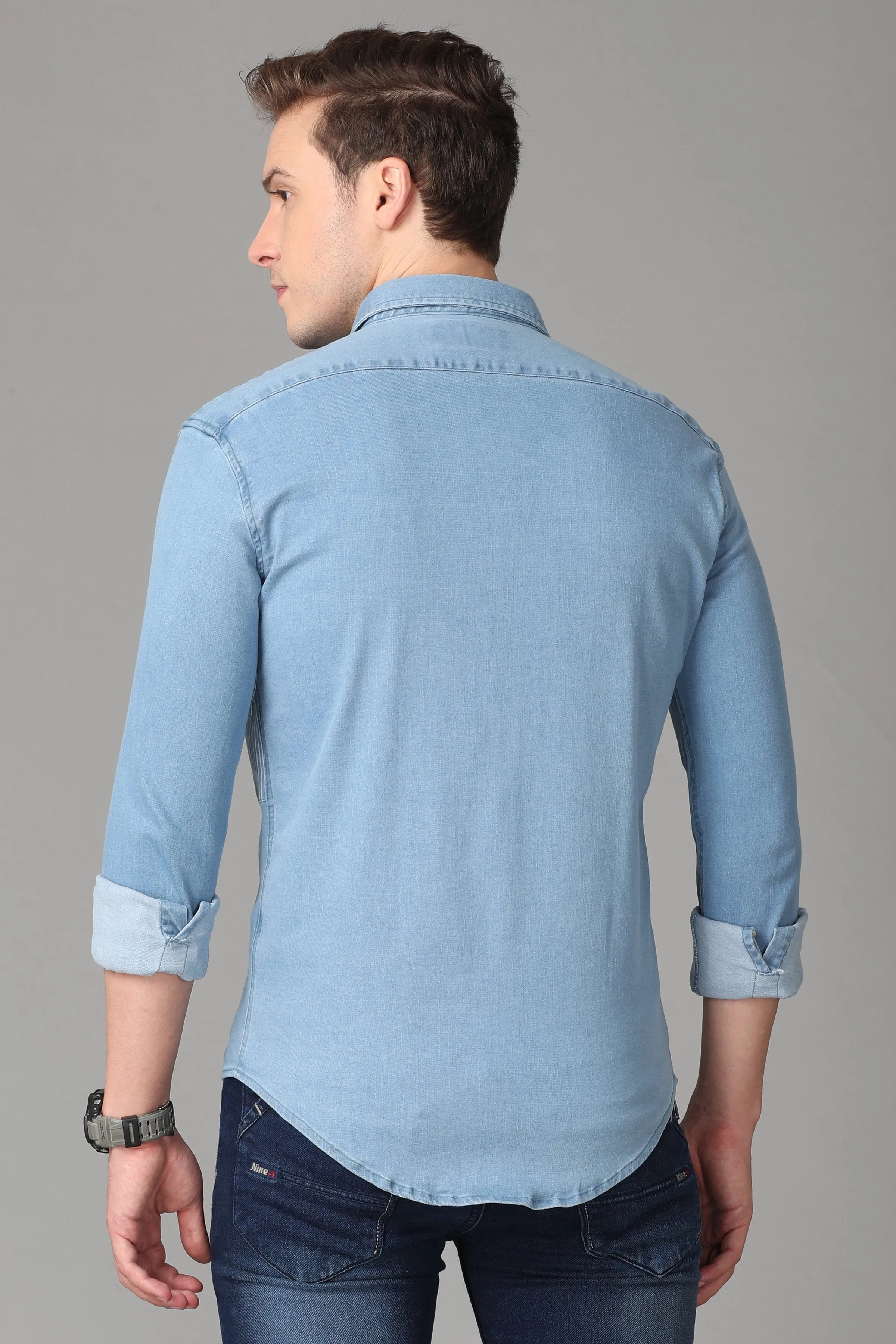 Light Blue and white Denim Shirt
