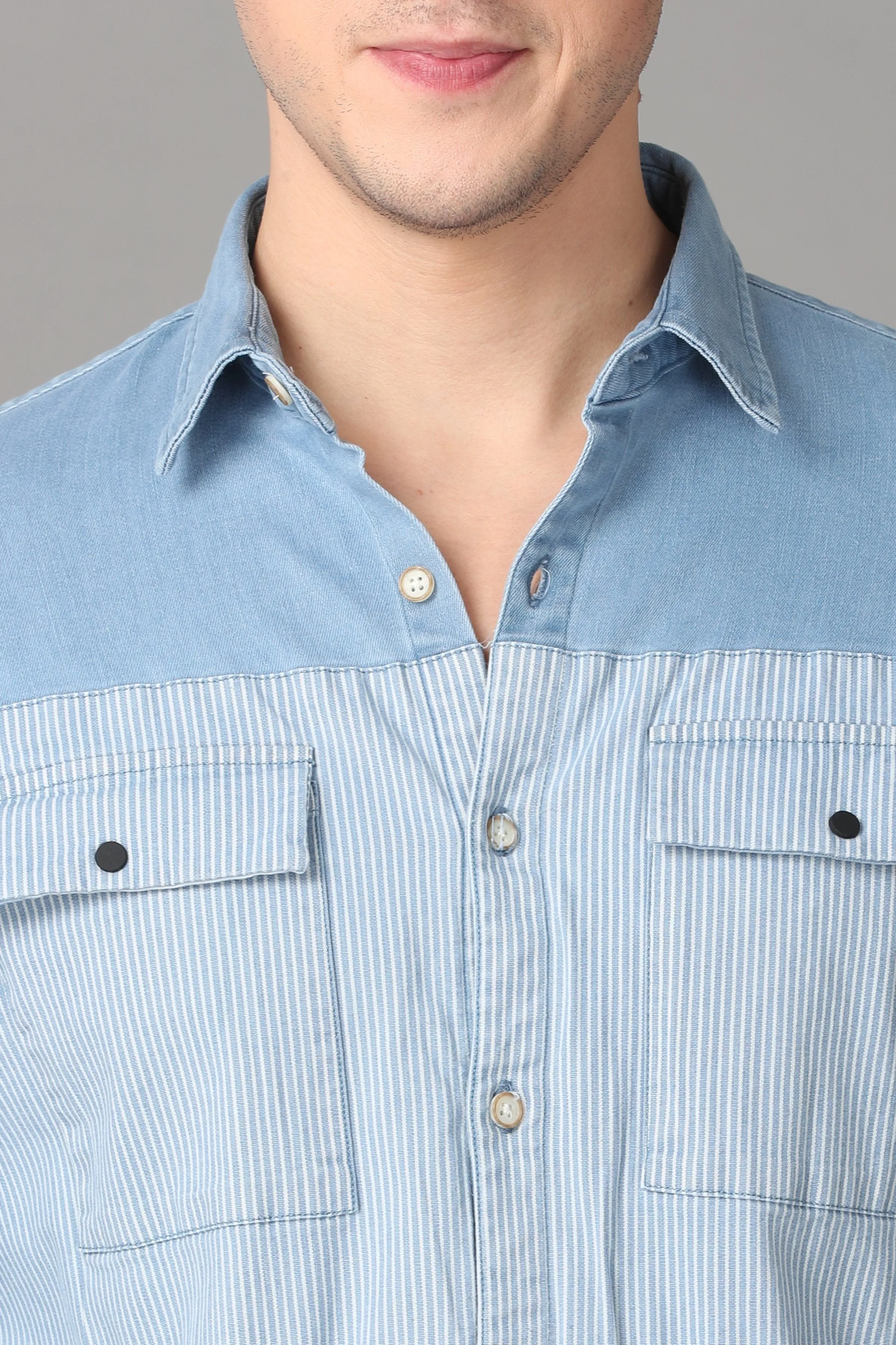 Light Blue and white Denim Shirt