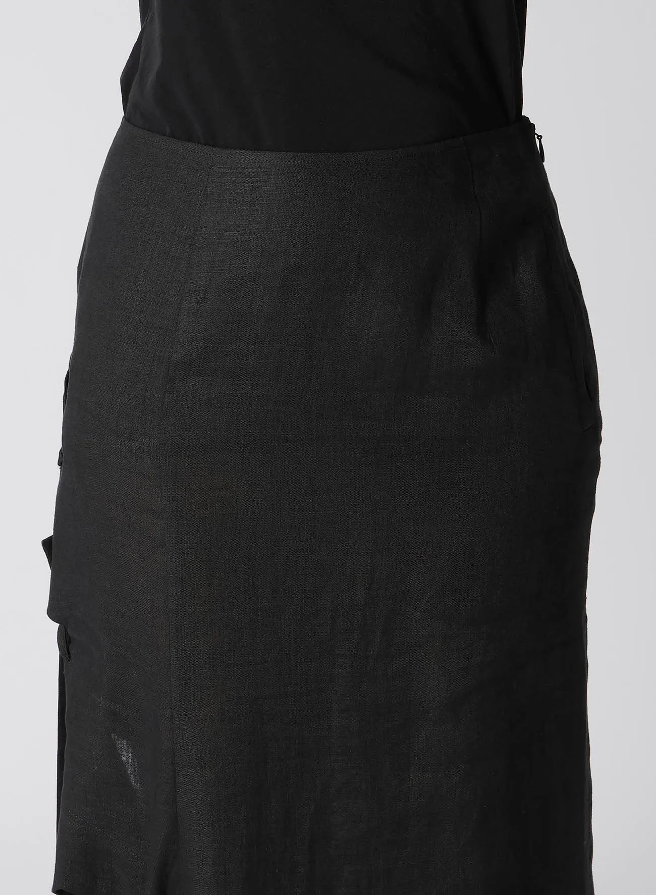 LINEN CLOTH JAGGED LINE STRING SKIRT