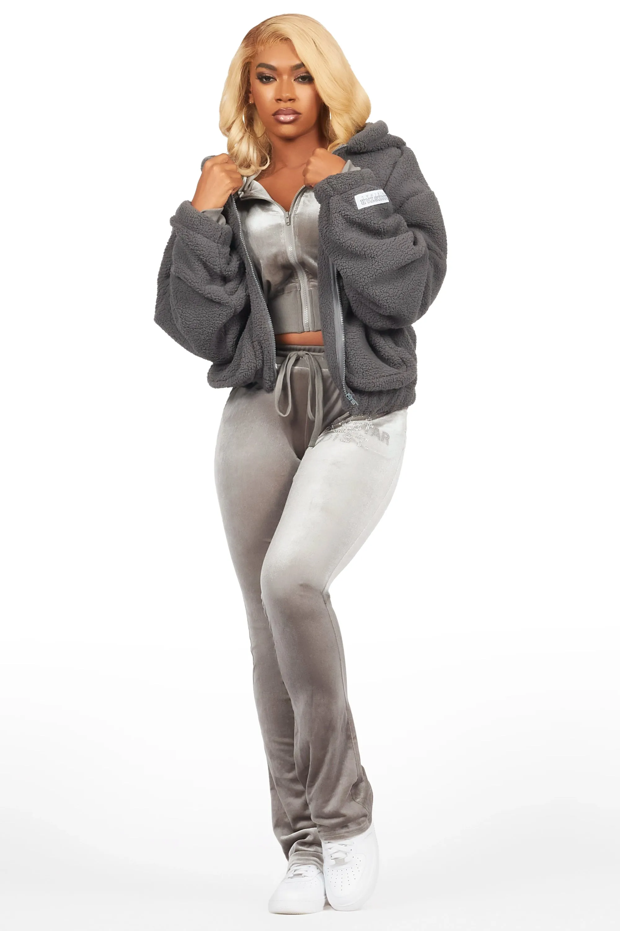 Lonia Grey Sherpa Jacket