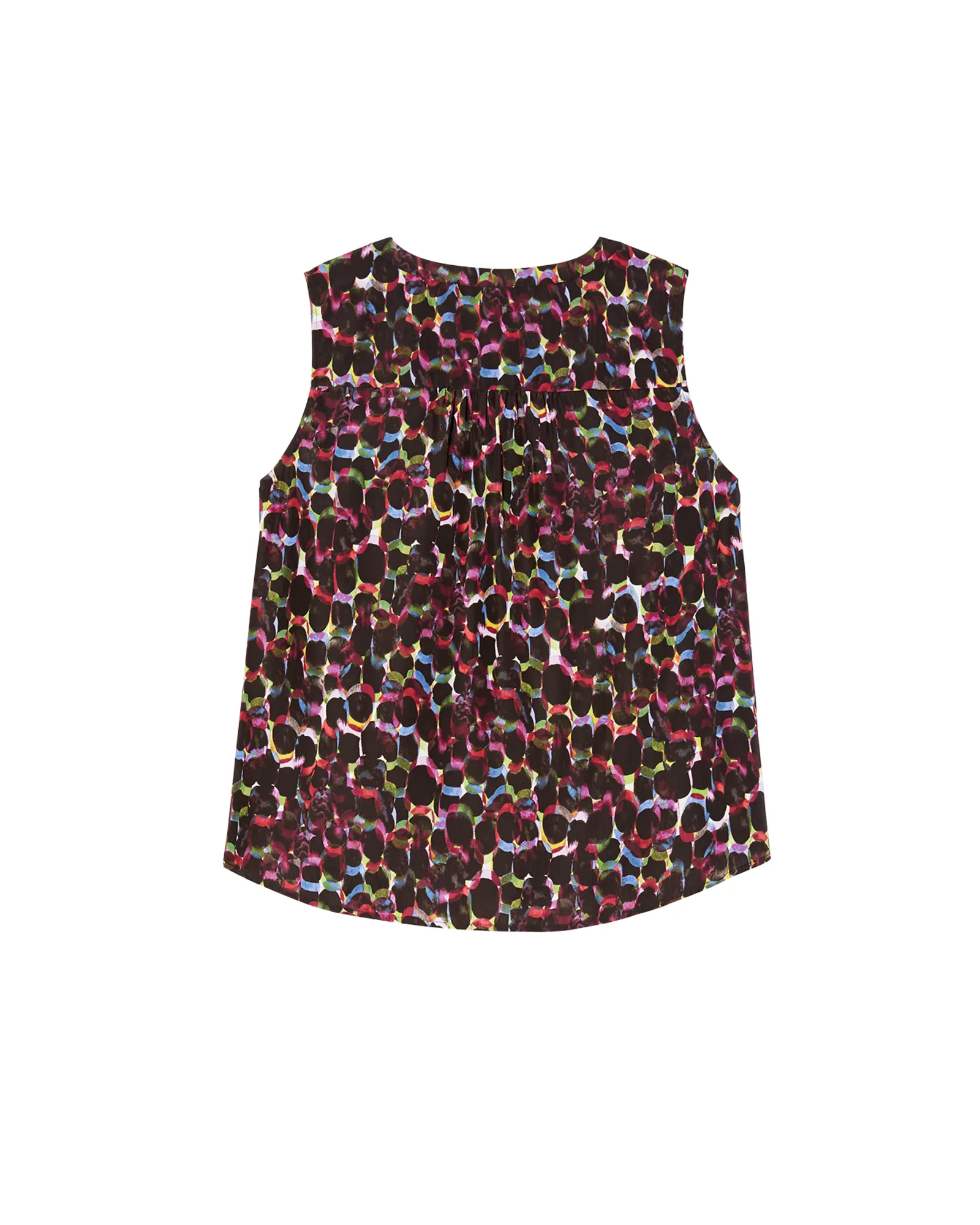 Marlie Sleeveless Gathered Yoke Shirt | Black / Magenta