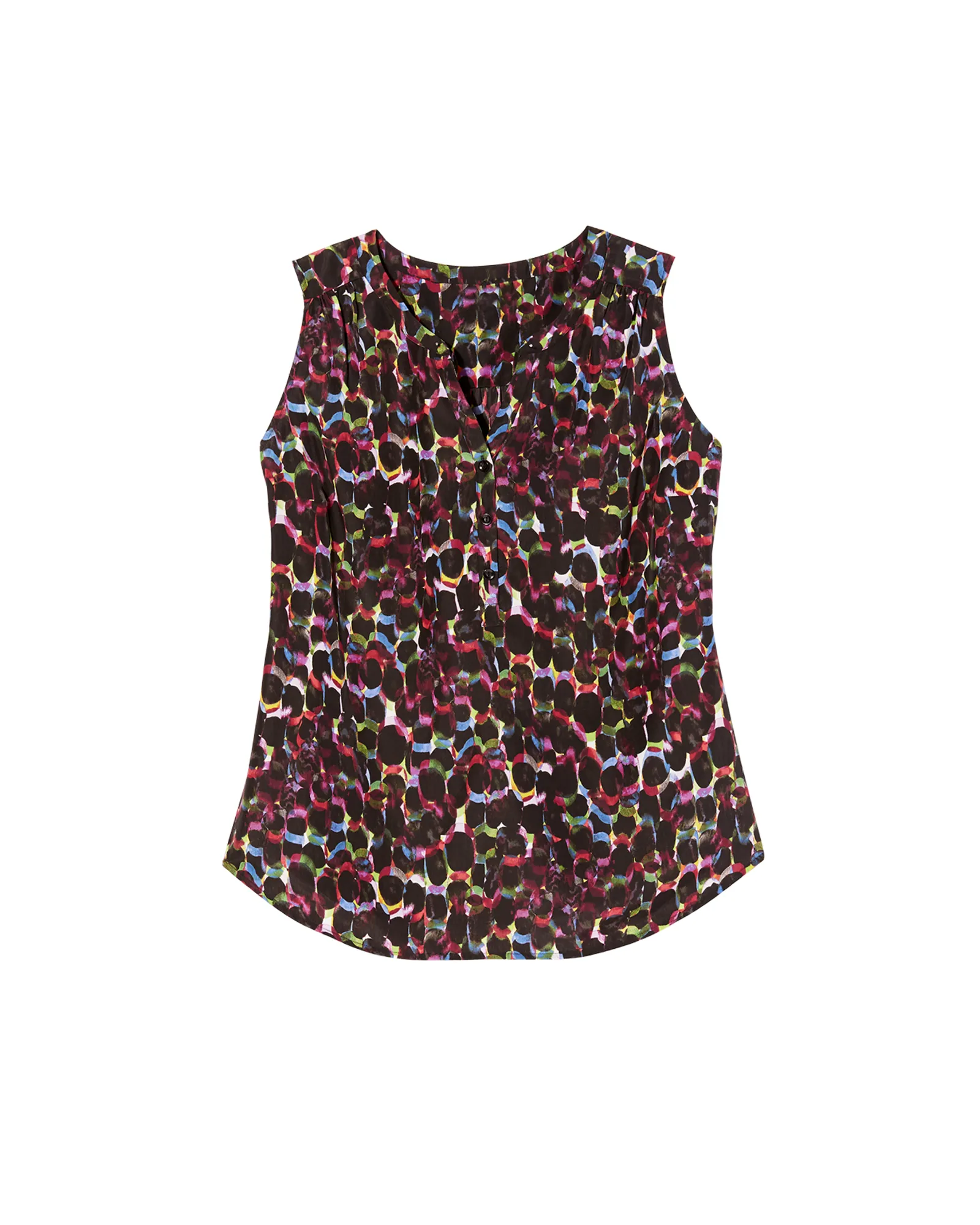 Marlie Sleeveless Gathered Yoke Shirt | Black / Magenta
