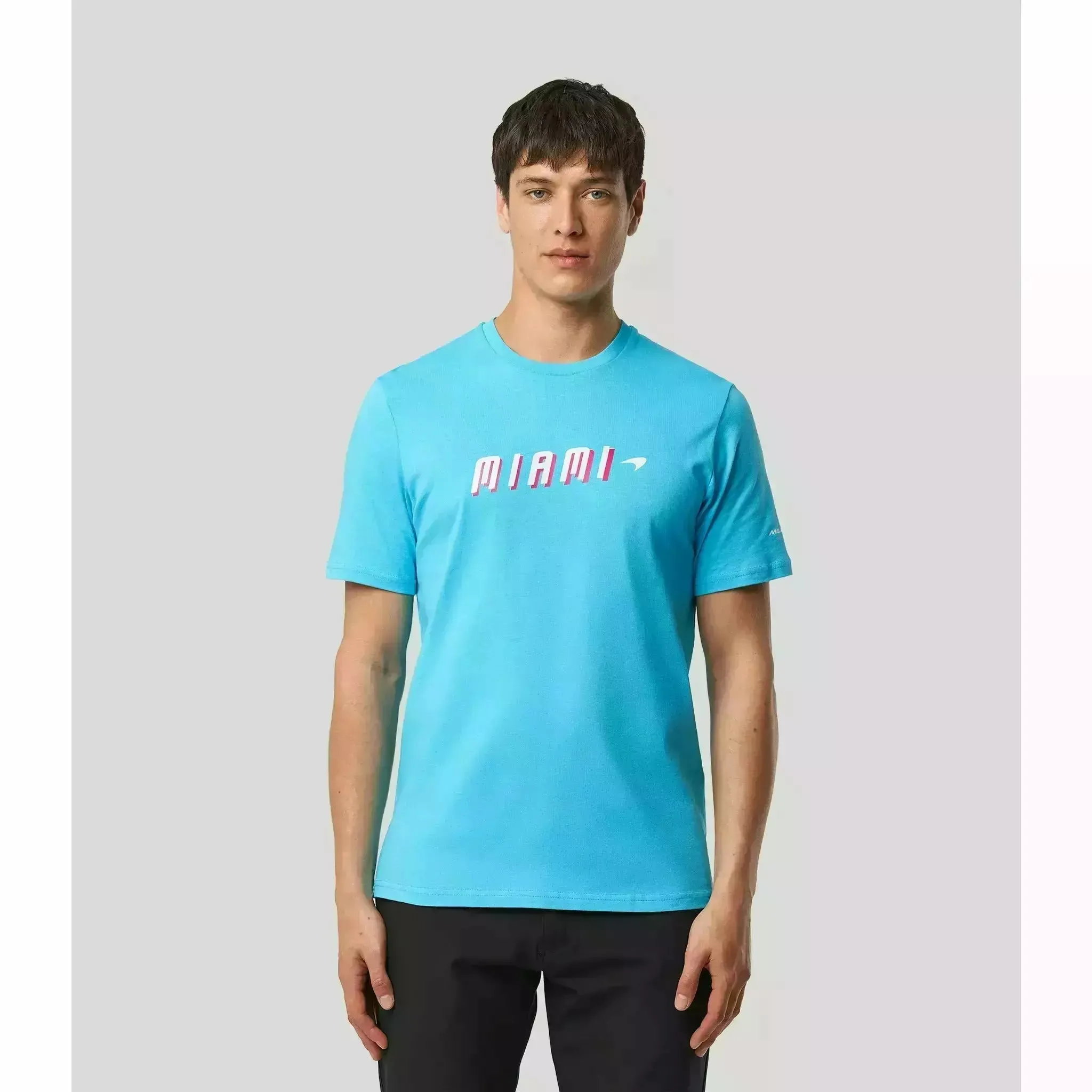McLaren F1 Men's Miami Neon Graphic T-Shirt-Black/White/Vice Blue/Beetroot Purple/Crystal Rose/Aqua Sky