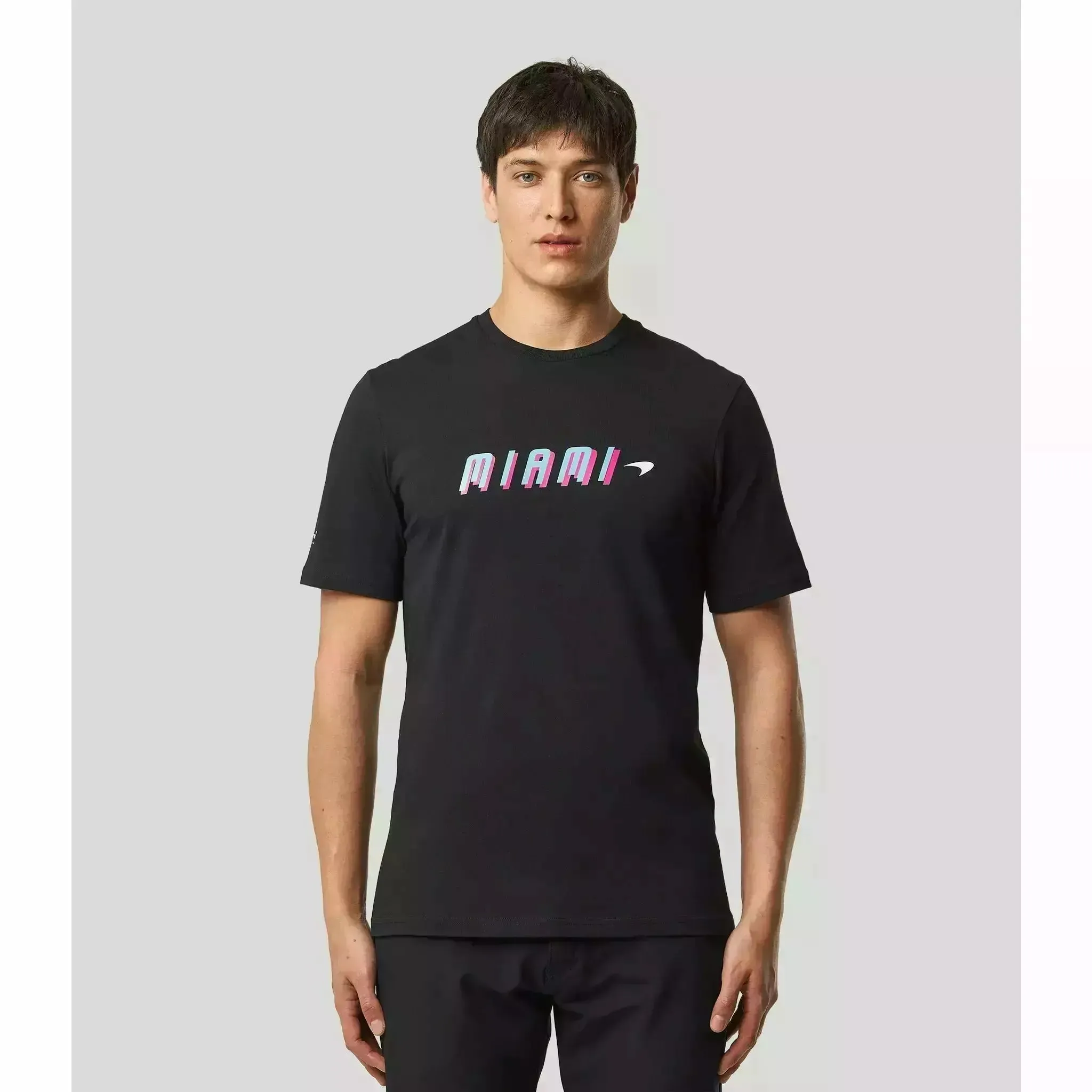 McLaren F1 Men's Miami Neon Graphic T-Shirt-Black/White/Vice Blue/Beetroot Purple/Crystal Rose/Aqua Sky