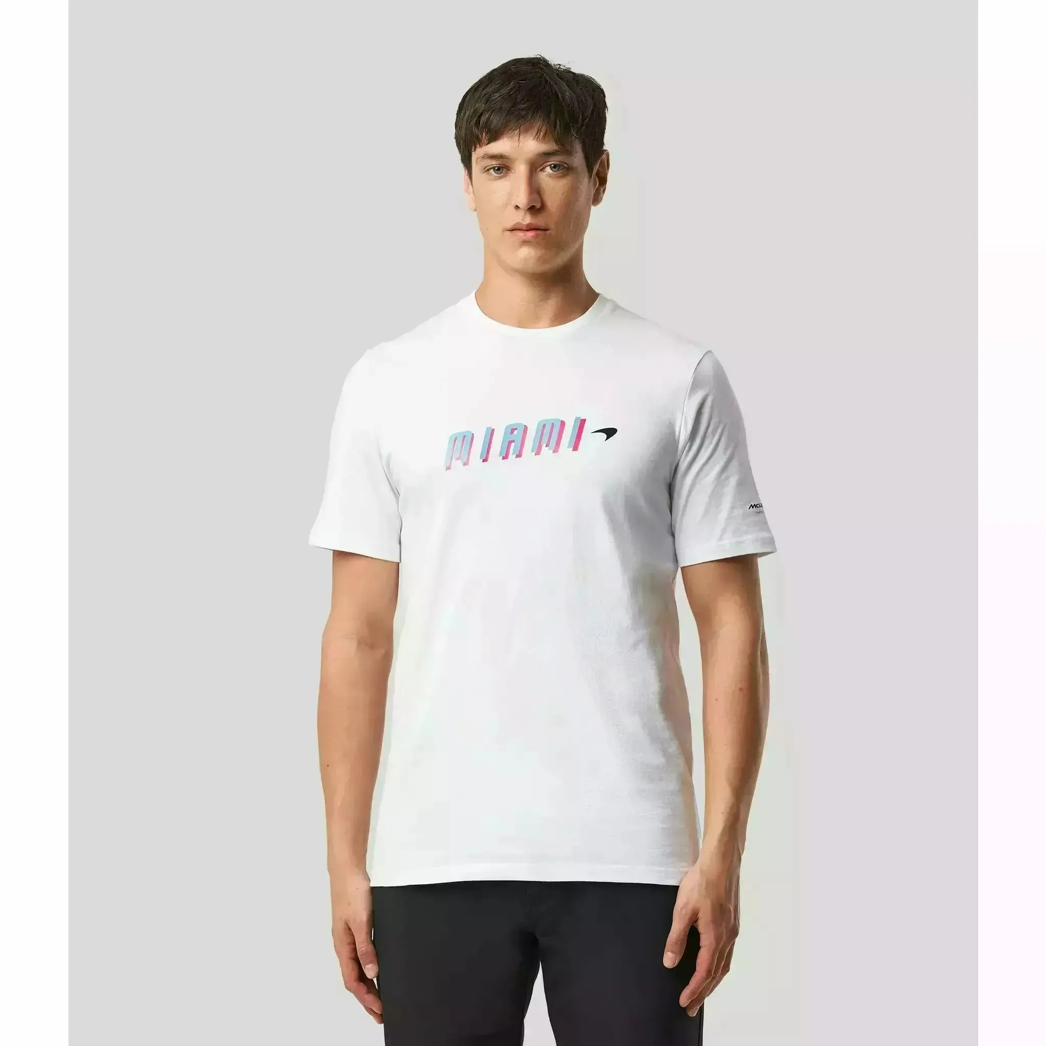 McLaren F1 Men's Miami Neon Graphic T-Shirt-Black/White/Vice Blue/Beetroot Purple/Crystal Rose/Aqua Sky