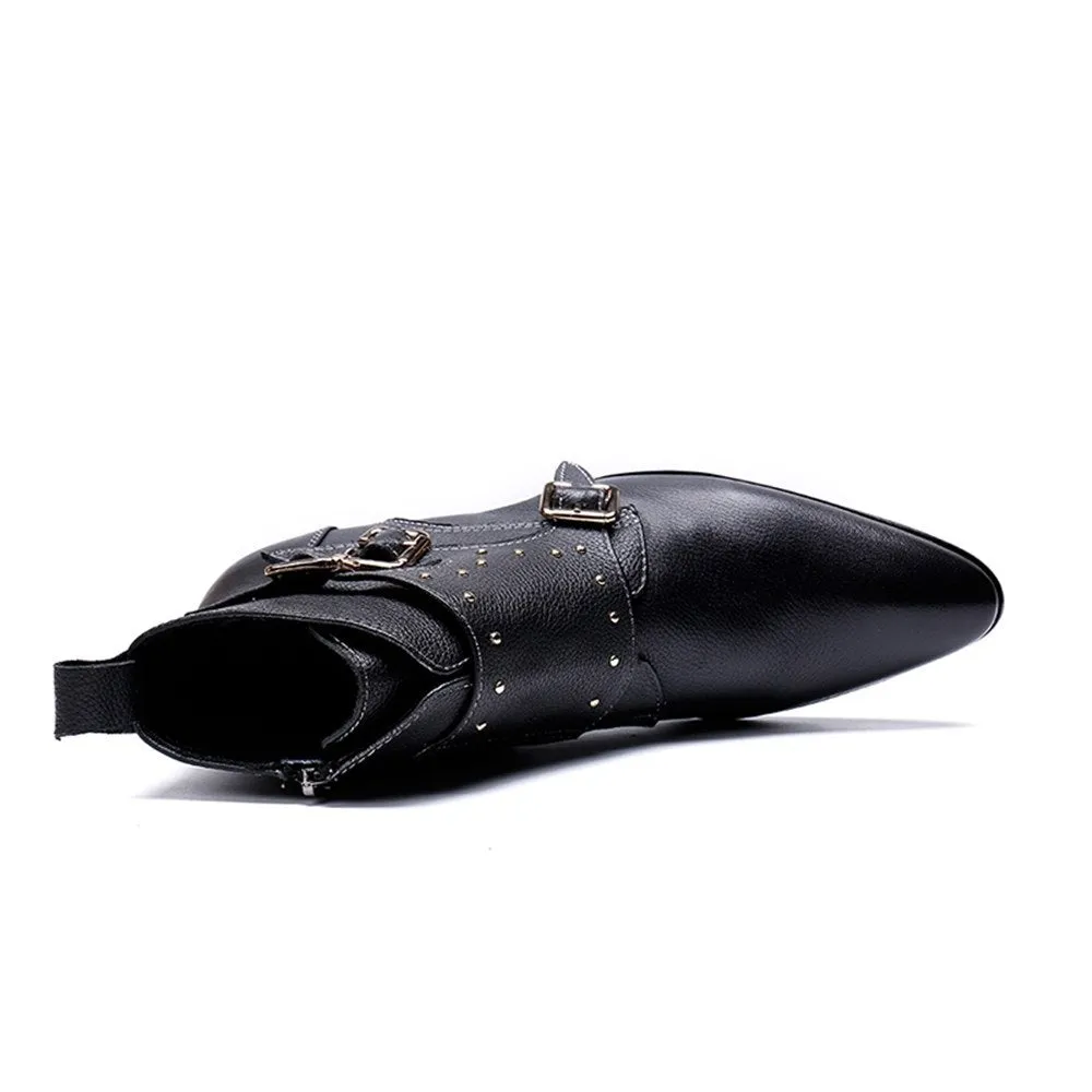 Men High Top Boots with Decoration Pointed
