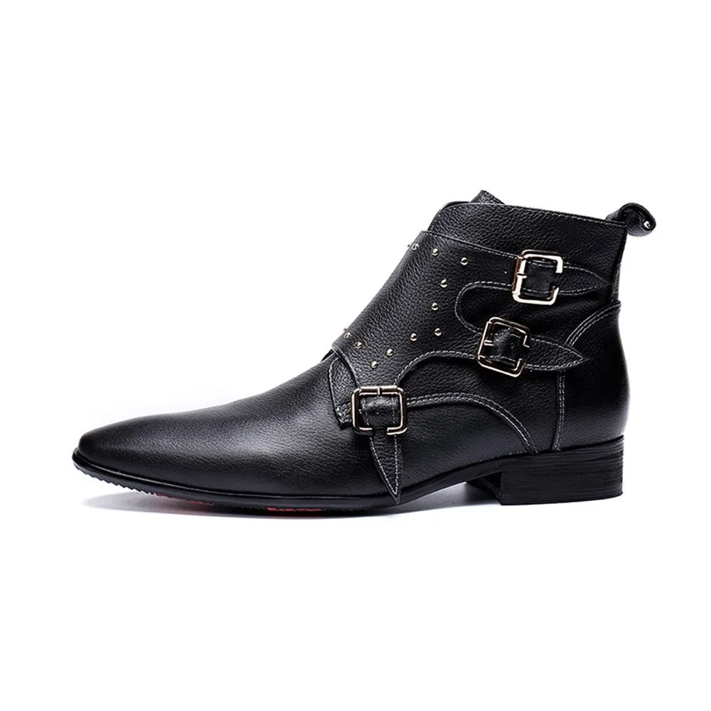 Men High Top Boots with Decoration Pointed