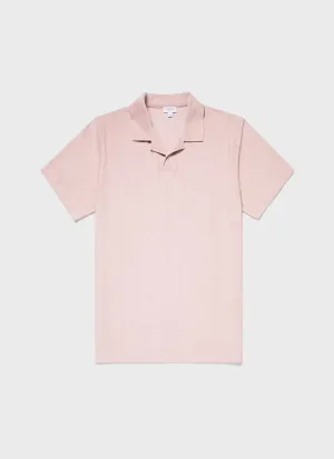 Men's Towelling Polo Shirt in Pale Pink