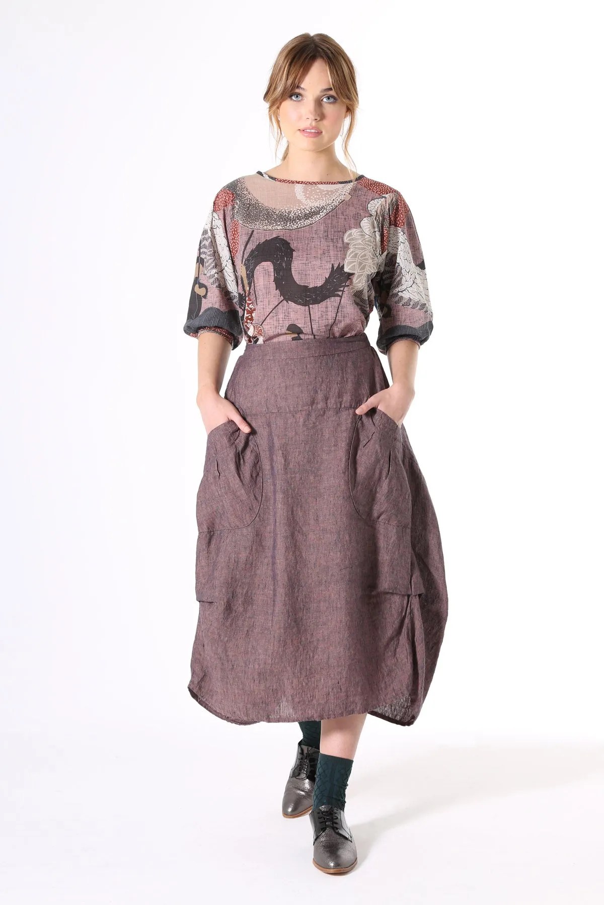 Milwaukee Rosa Linen Skirt Mauve