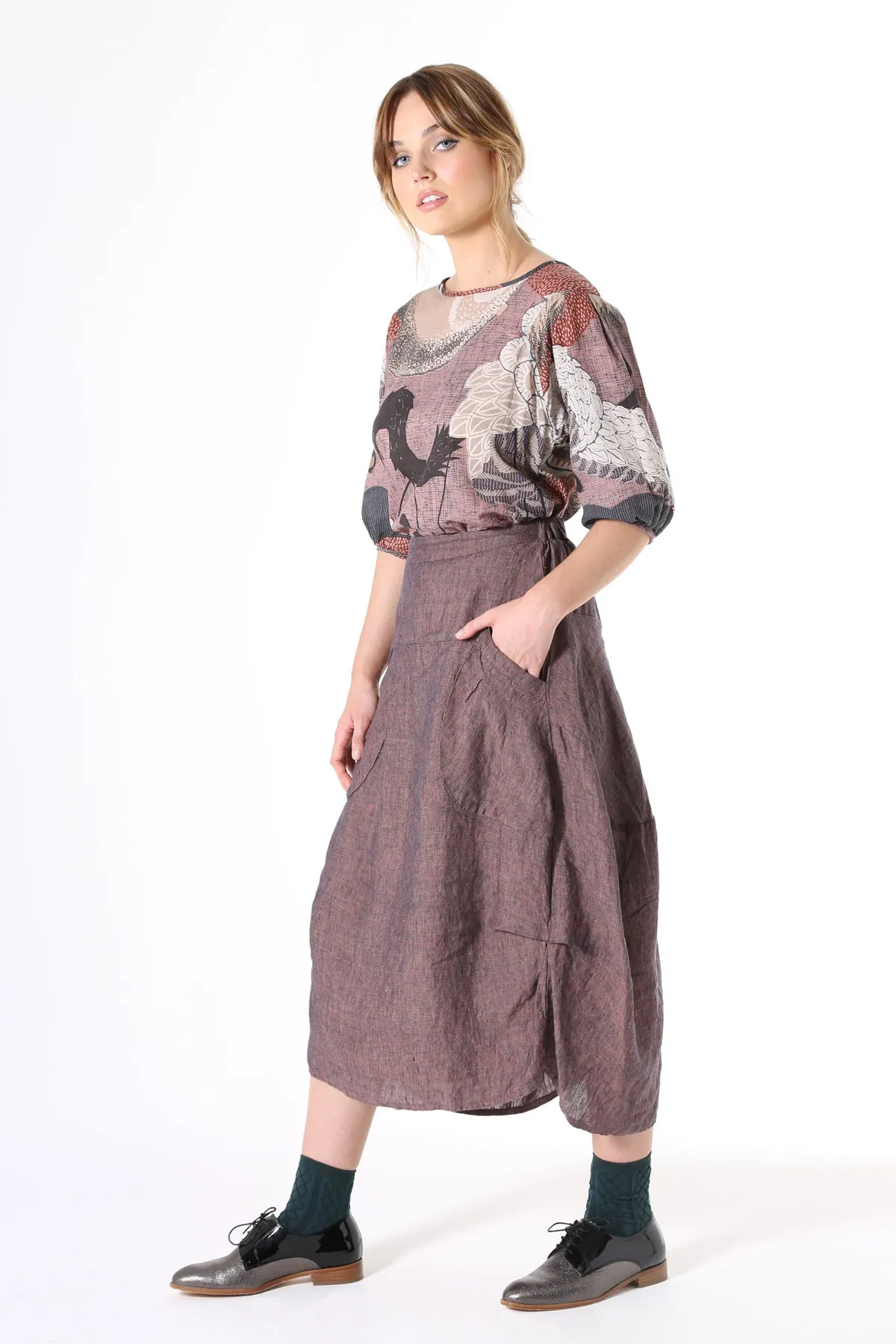 Milwaukee Rosa Linen Skirt Mauve