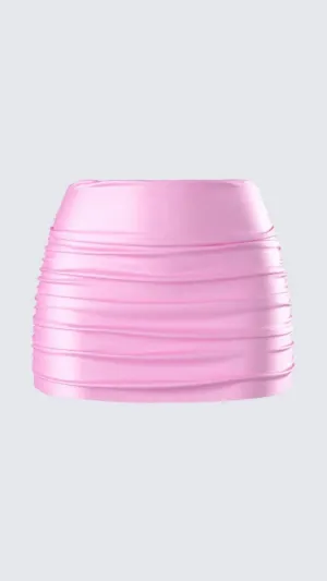 Mini Rushed Pink Skirt