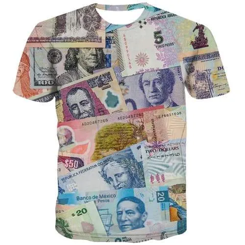 Money T shirts Men Abstract Tshirt Anime Russia Tshirts Novelty Character Tshirts Cool Harajuku Tshirt Printed Short Sleeve