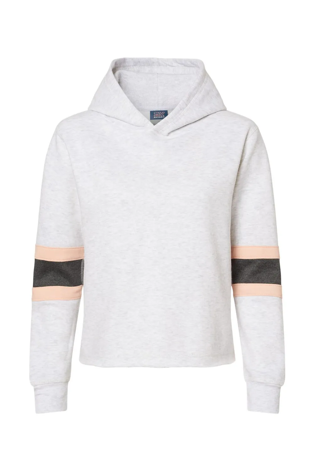 MV Sport Womens Sueded Fleece Thermal Lined Hooded Sweatshirt Hoodie - Ash Grey/Cameo Pink/Charcoal Grey - Closeout