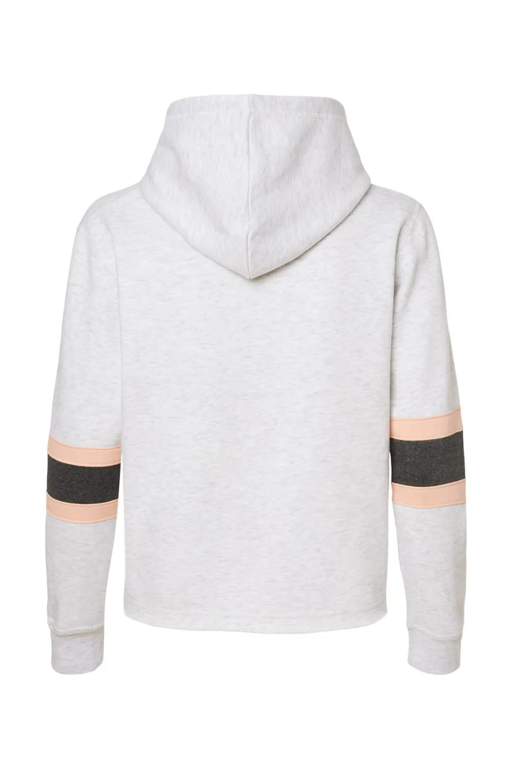 MV Sport Womens Sueded Fleece Thermal Lined Hooded Sweatshirt Hoodie - Ash Grey/Cameo Pink/Charcoal Grey - Closeout