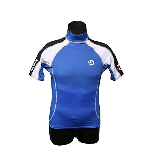 New Men's Anti-UV Short Sleeve Rash Guard (X-Small) for Scuba Diving, Snorkeling, Swimming & Surfing - Royal Blue