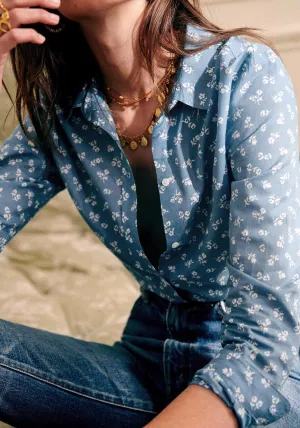 Nonothing| Essential :  pure silk shirt in blue print