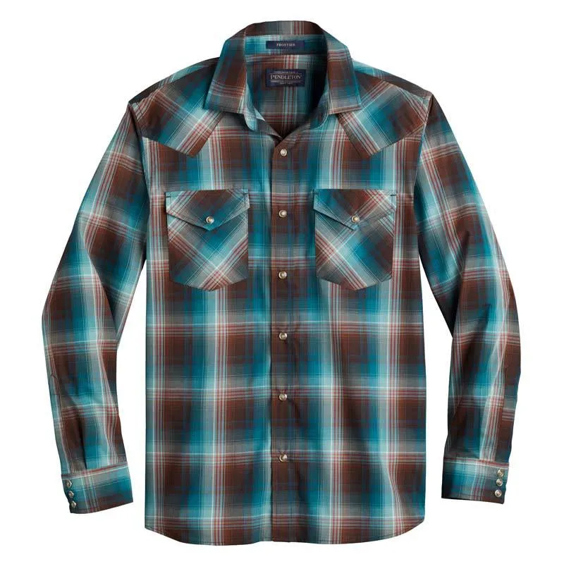 Pendleton | Brown/Teal Windowpane LS Frontier Shirt