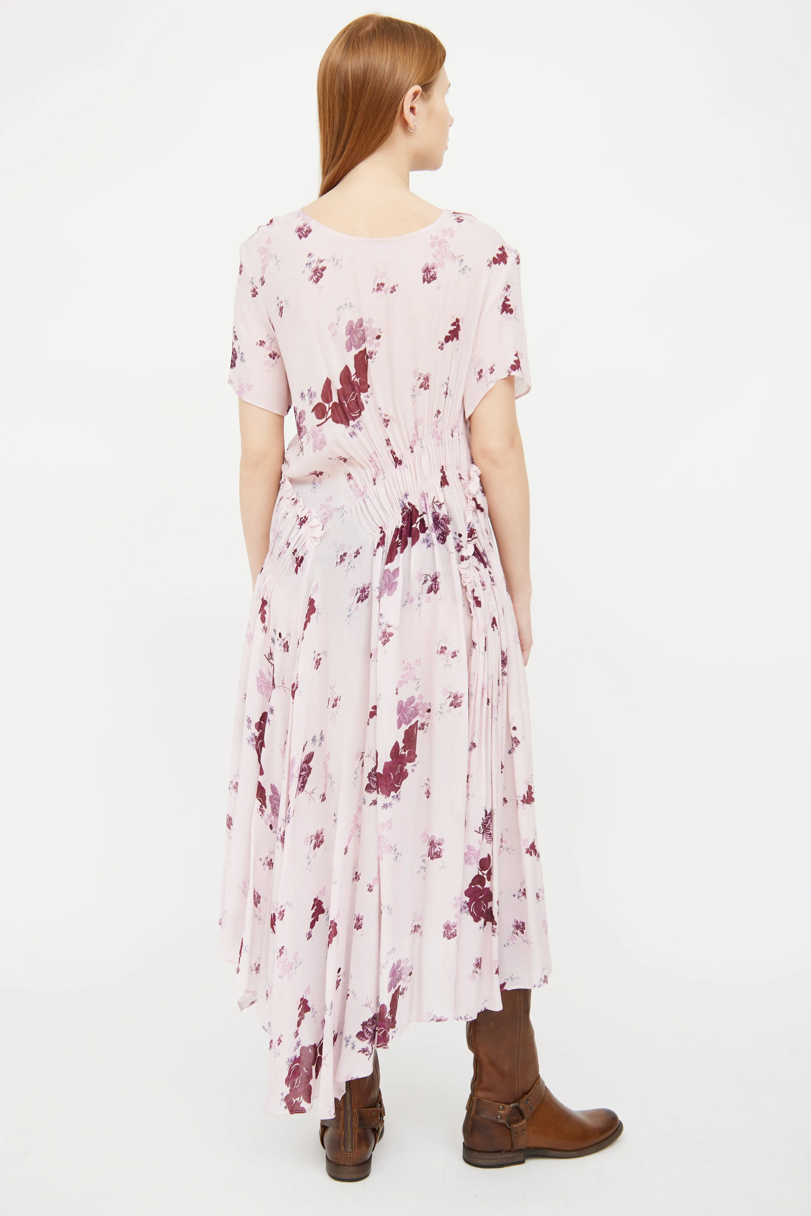 Pink Floral Asymmetrical Dress