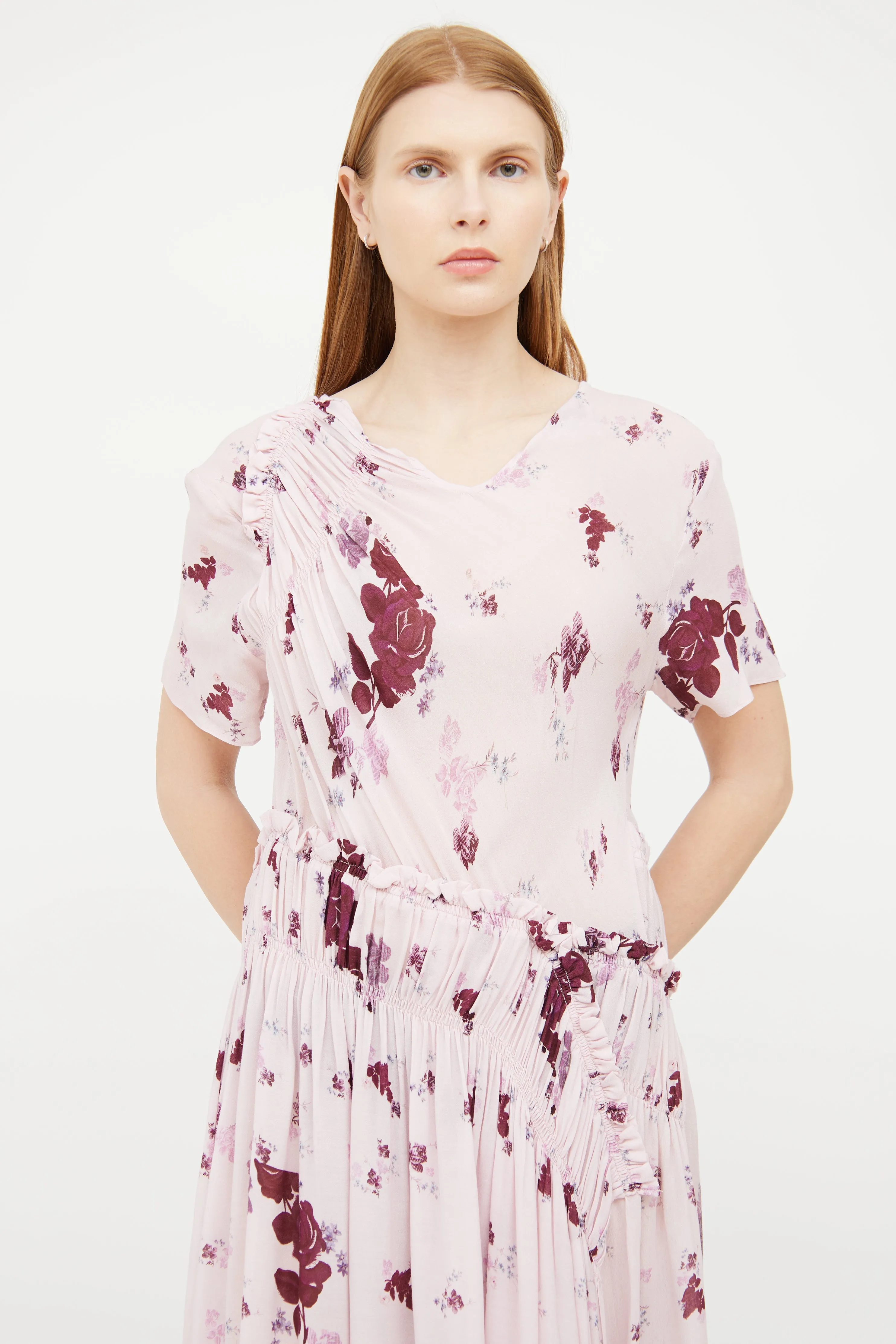 Pink Floral Asymmetrical Dress