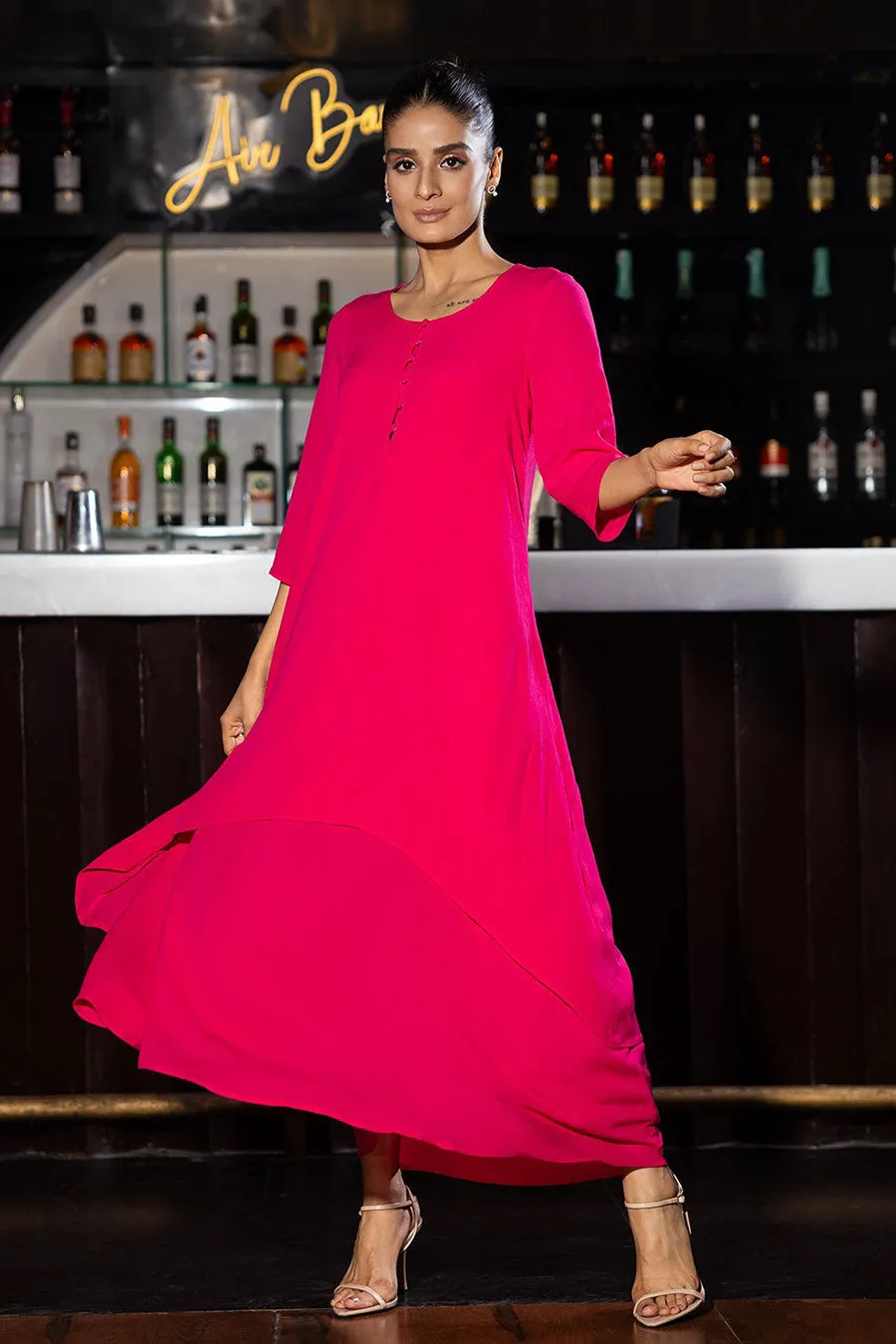 Pink Maxi Layer Dress