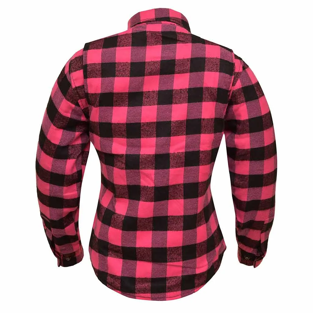 RIDERACT® Women's Motorcycle Shirt Flannel Road Series Pink & Black