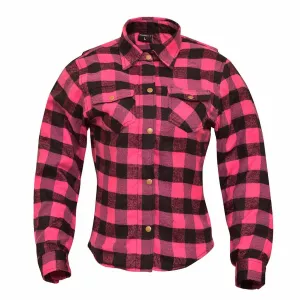RIDERACT® Women's Motorcycle Shirt Flannel Road Series Pink & Black