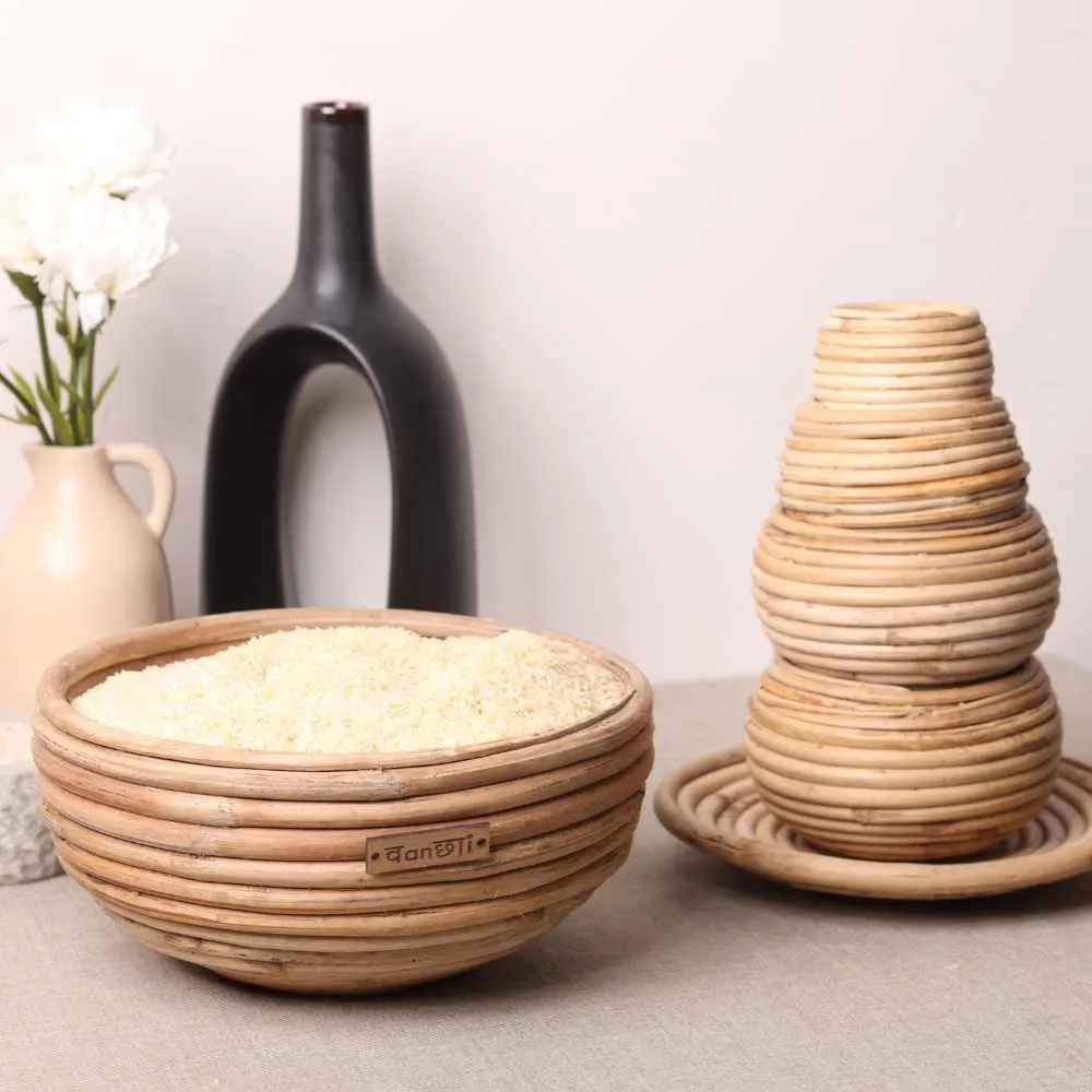 Round Cane Basket | Durable | Multi Usage as Decor And Storage | Smooth Finish