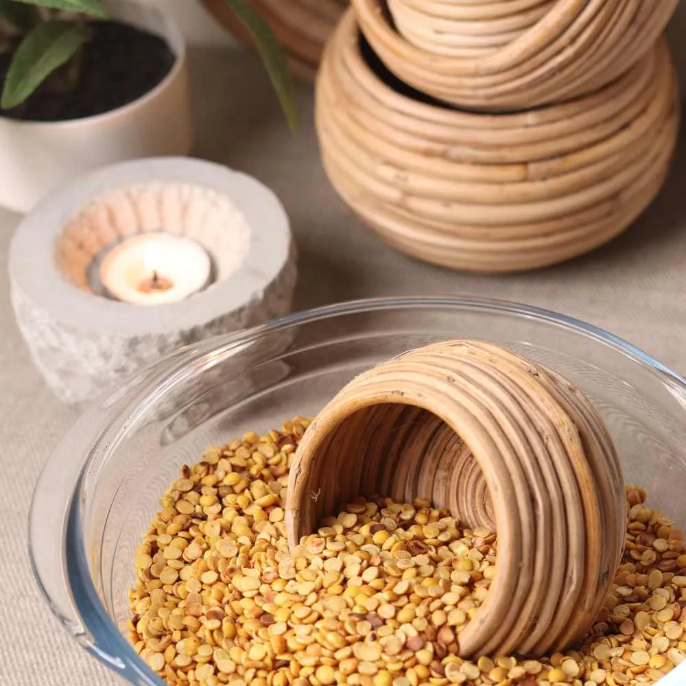 Round Cane Basket | Durable | Multi Usage as Decor And Storage | Smooth Finish
