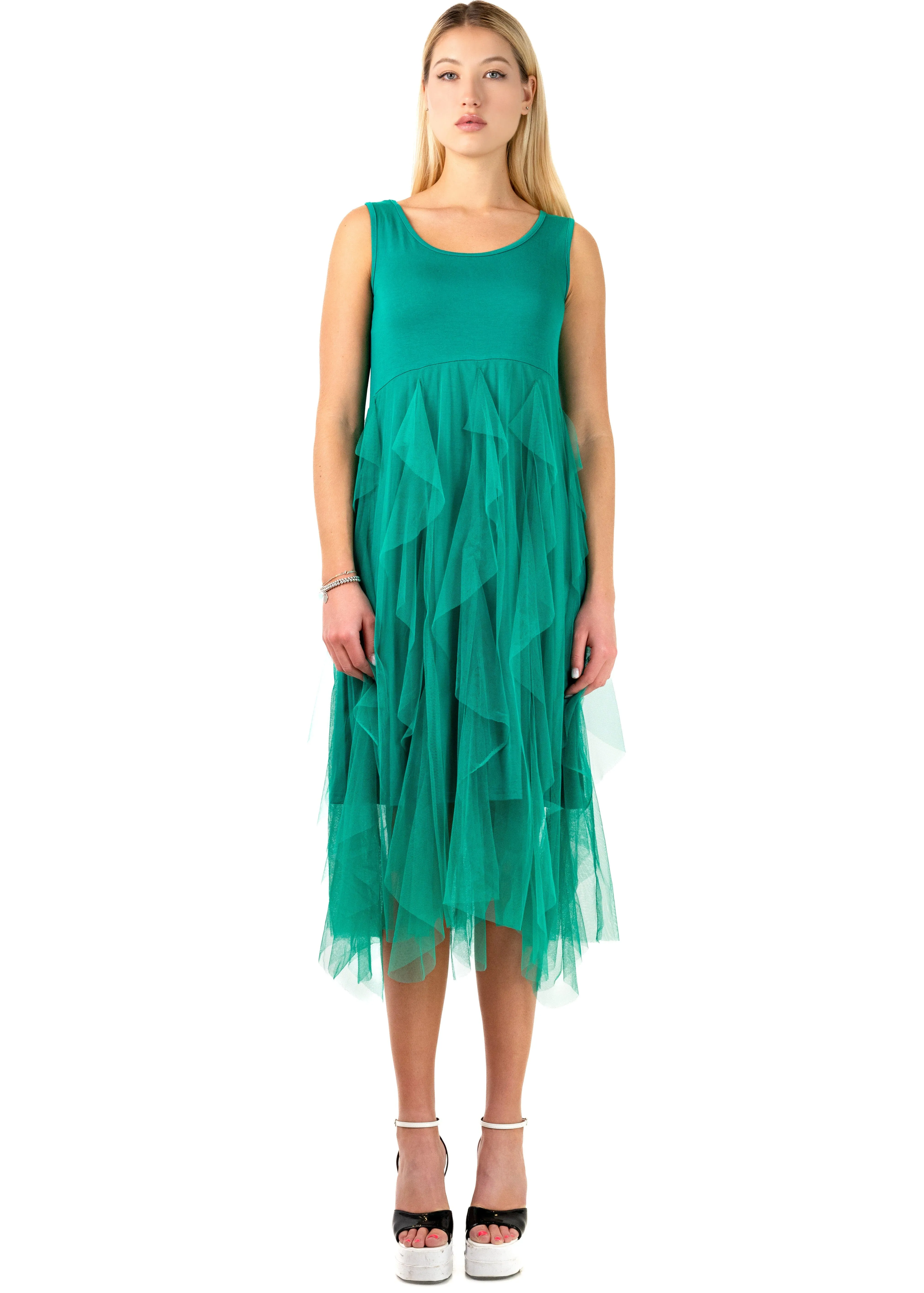 Ruffle Tulle Slip Dress