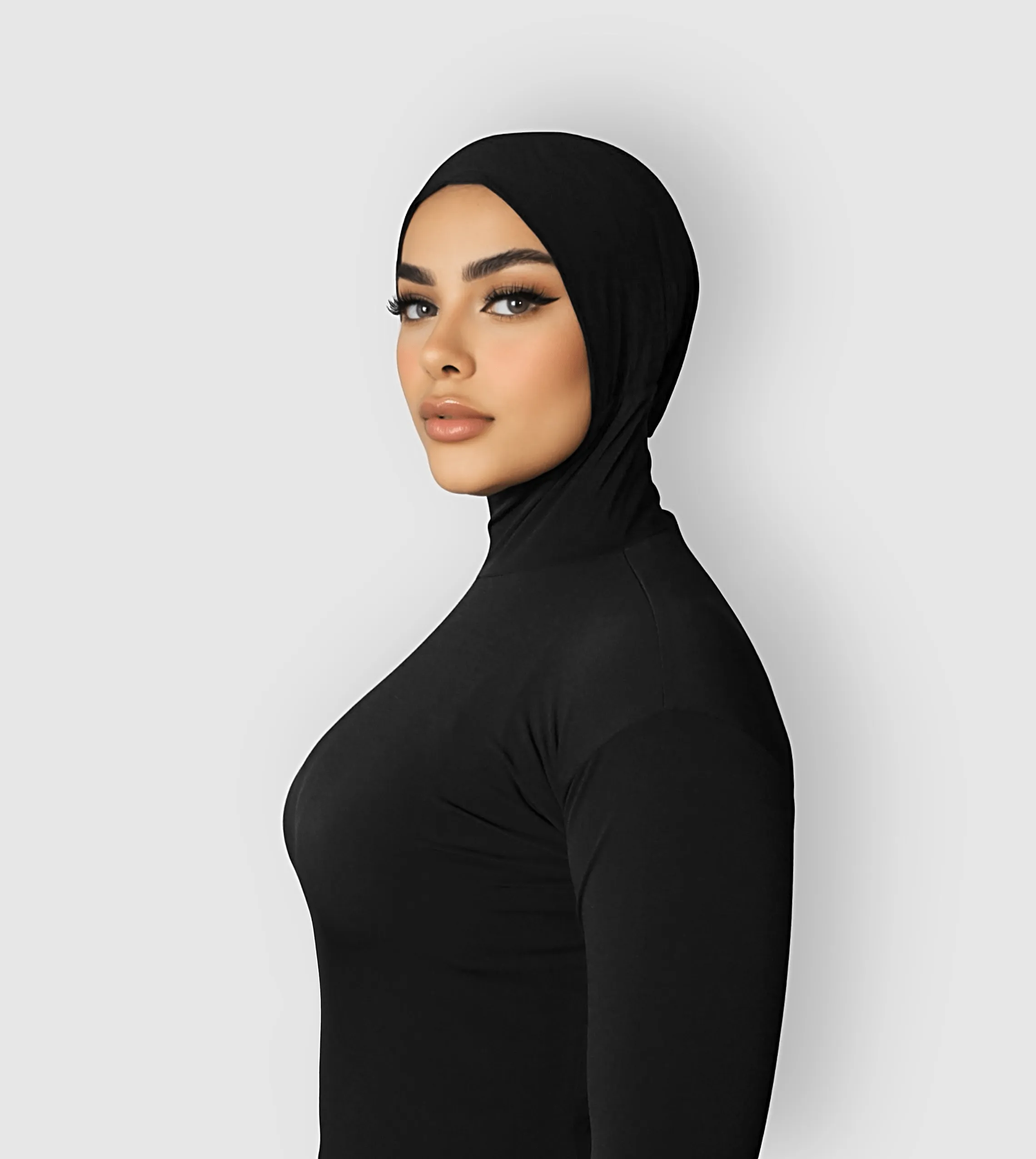 RUUQ Bodysuit Long Sleeve with Hijab Cap - Black